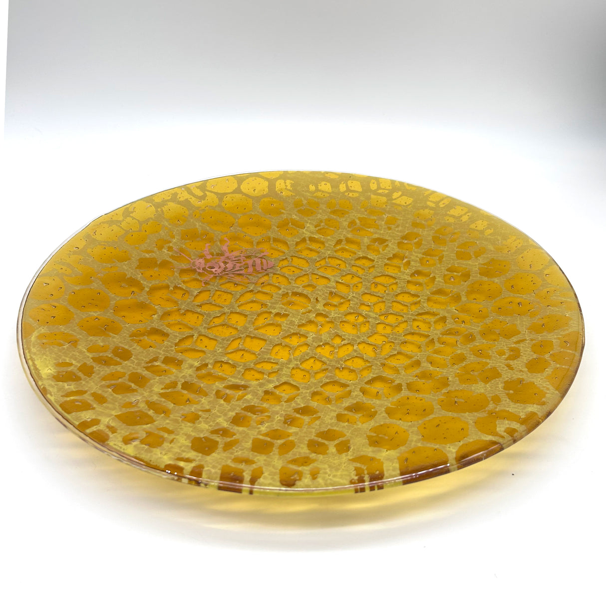 Honeybee Fused Glass Large Round Serving Platter * Made to order