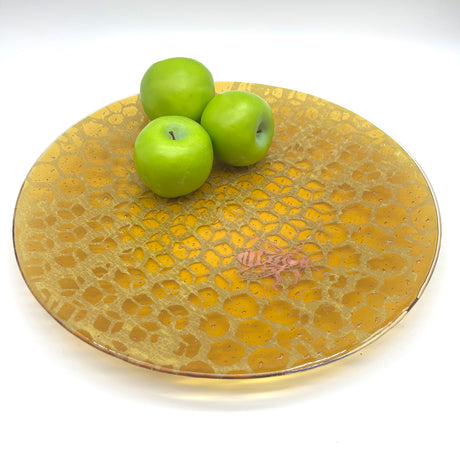 Honeybee Fused Glass Large Round Serving Platter * Made to order