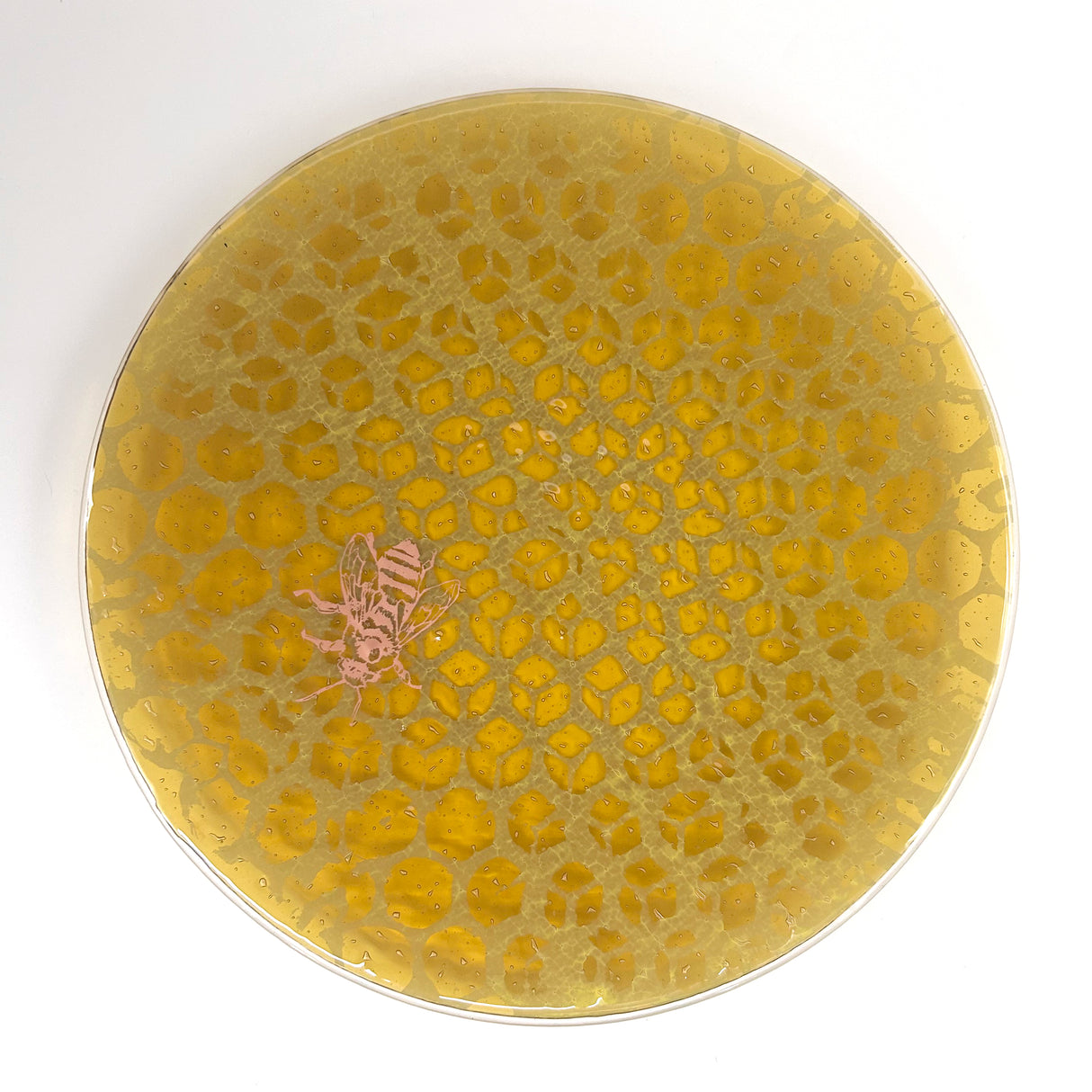Honeybee Fused Glass Large Round Serving Platter * Made to order