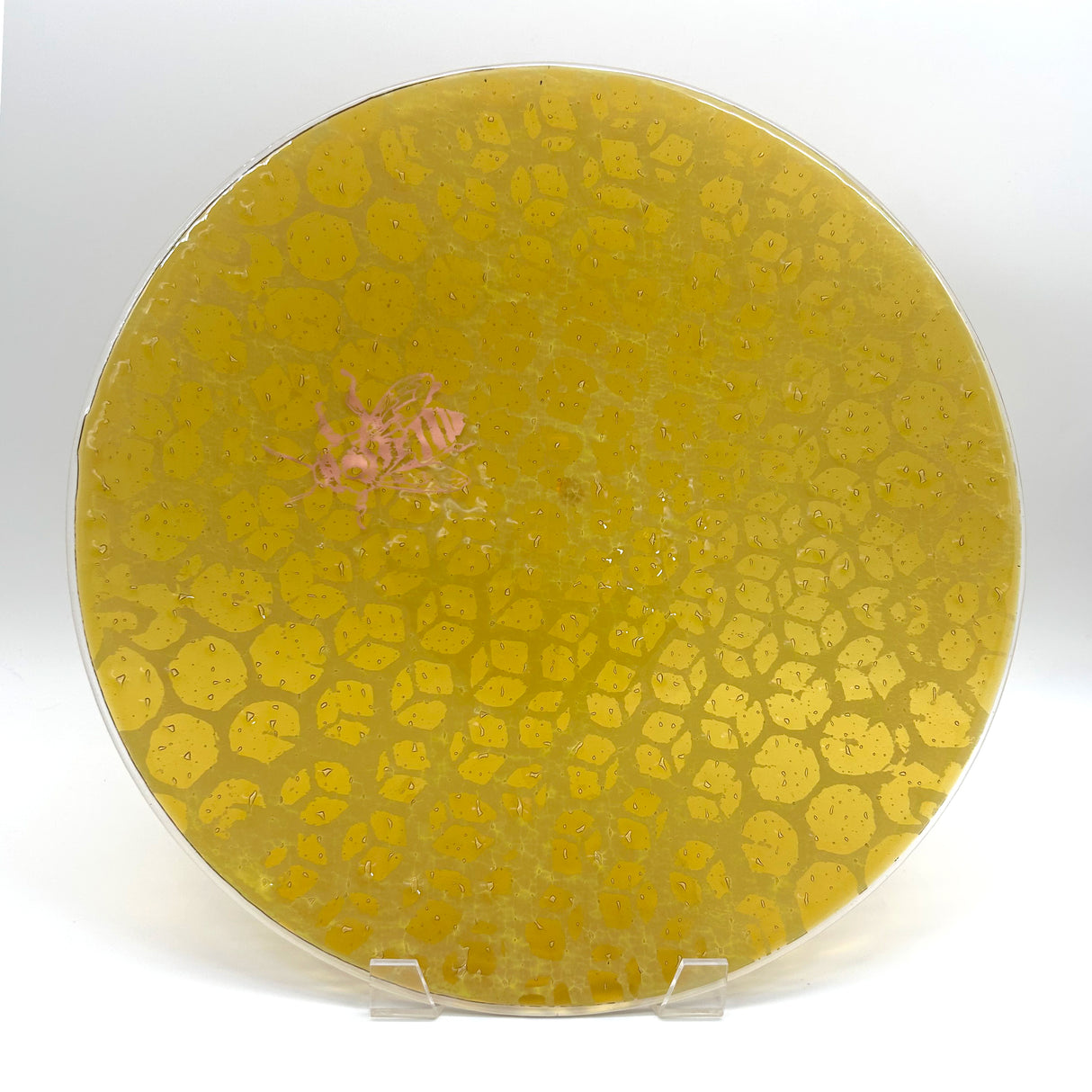 Honeybee Fused Glass Large Round Serving Platter * Made to order