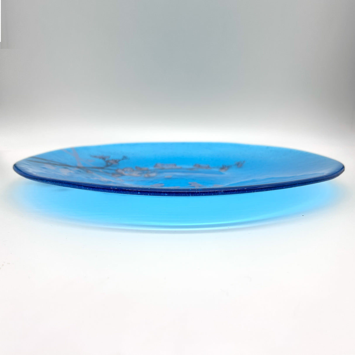 Cherry Blossom Fused Glass Large Round Serving Platter * Made to order