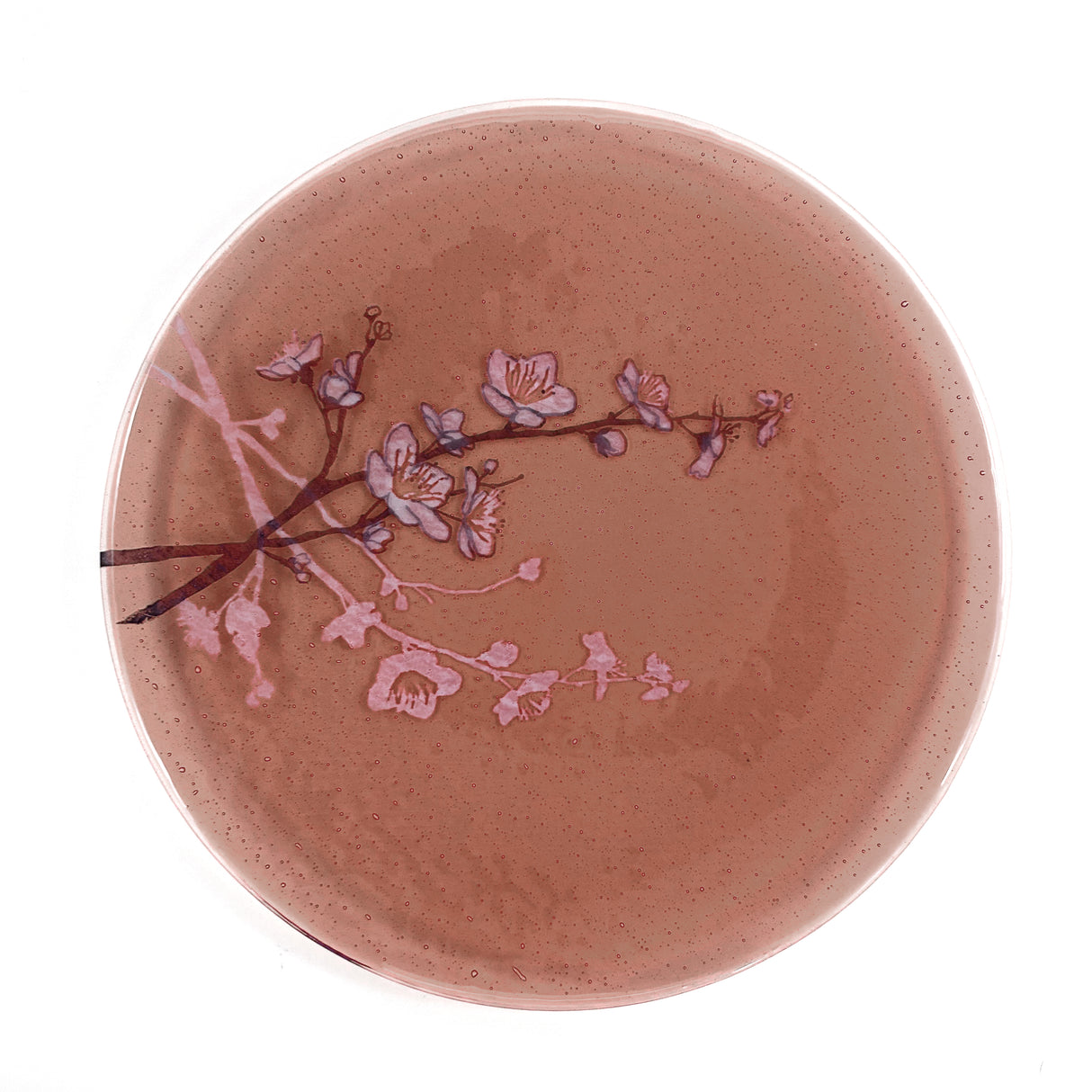 Cherry Blossom Fused Glass Large Round Serving Platter * Made to order