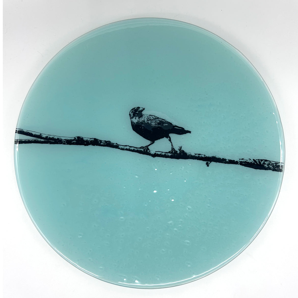 Crow Fused Glass Large Round Serving Platter * Made to order