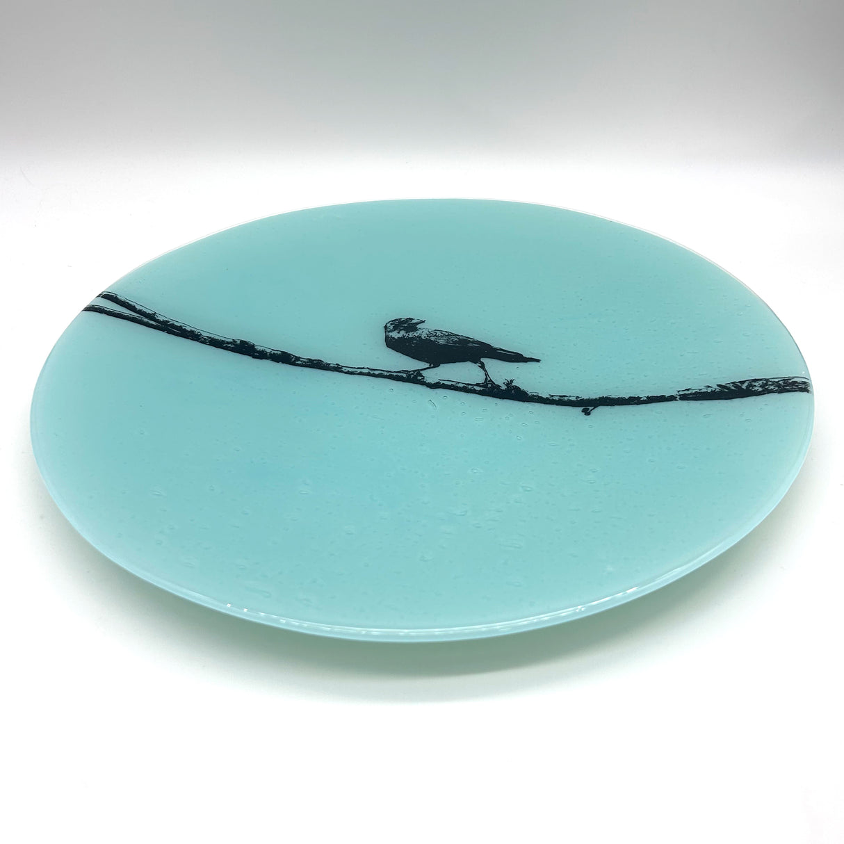 Crow Fused Glass Large Round Serving Platter * Made to order