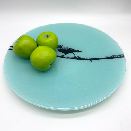 Crow Fused Glass Large Round Serving Platter * Made to order