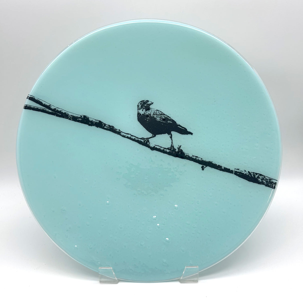 Crow Fused Glass Large Round Serving Platter * Made to order