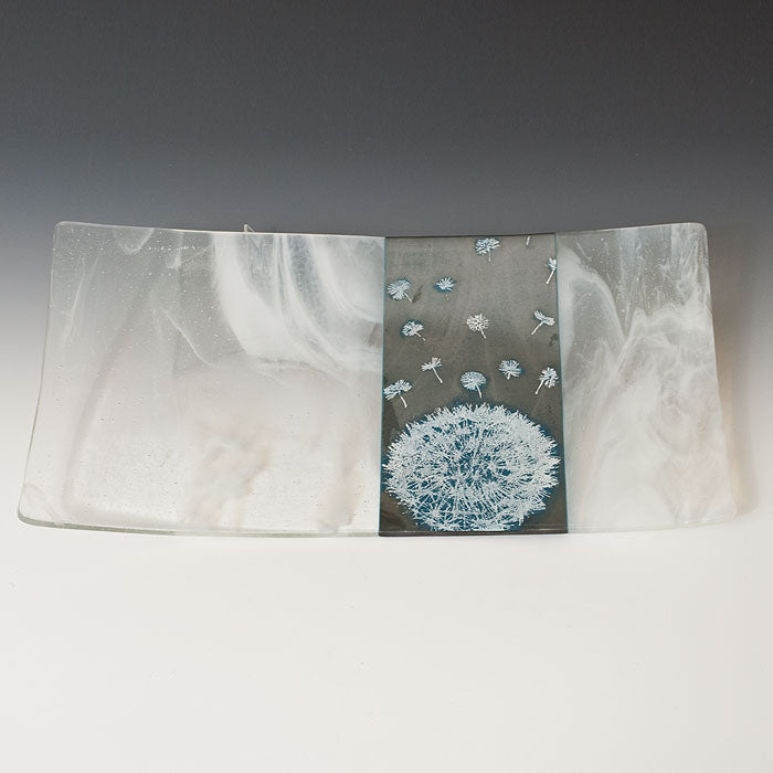 Dandelion 15" Long Fused Glass Serving Platter