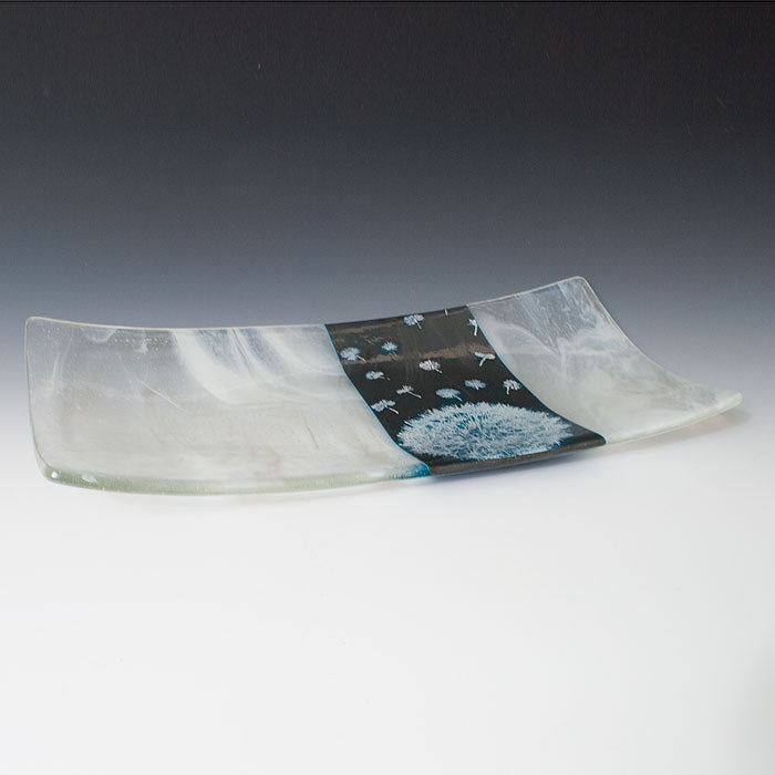Dandelion 15" Long Fused Glass Serving Platter