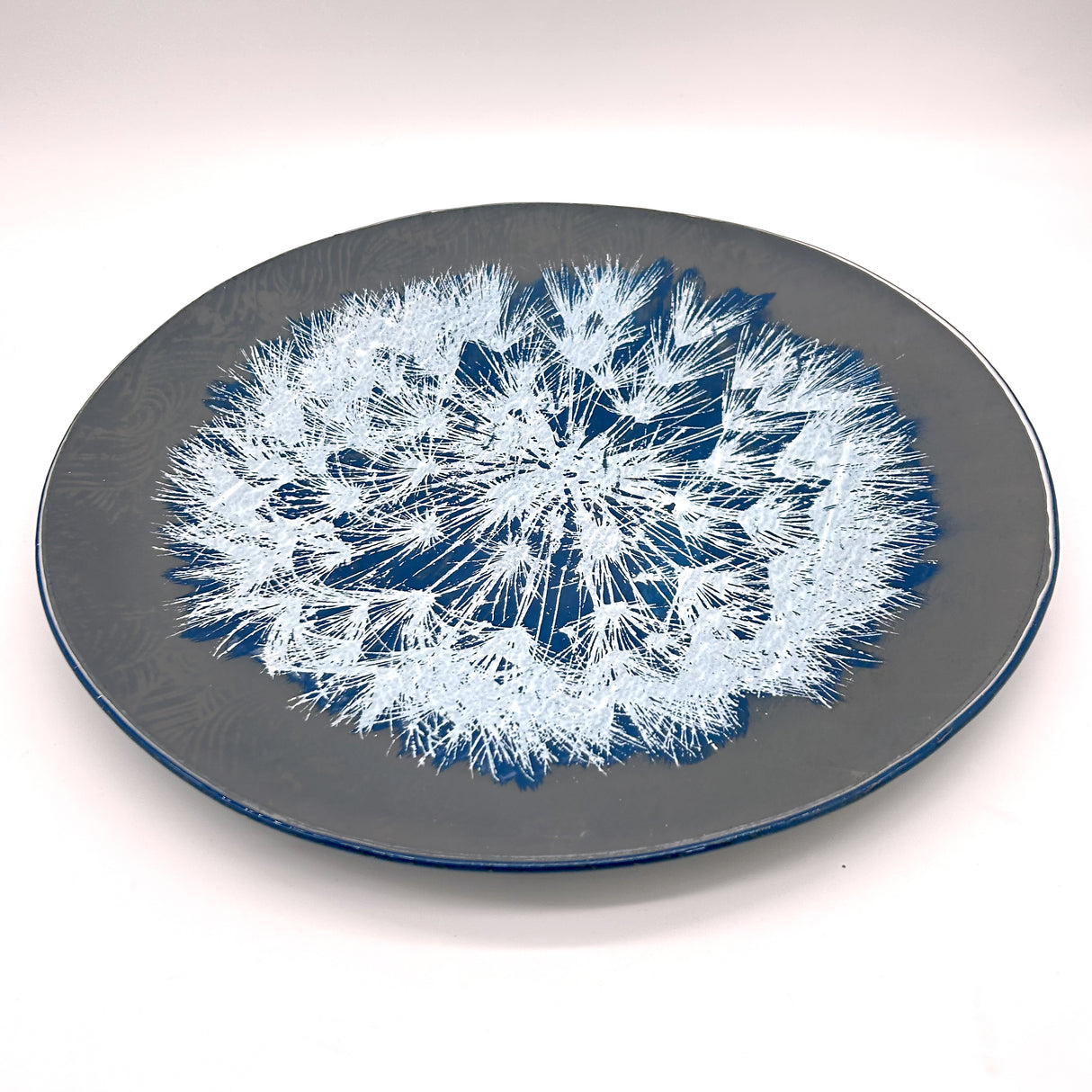 Dandelion Fused Glass Large Round Serving Platter * Made to order