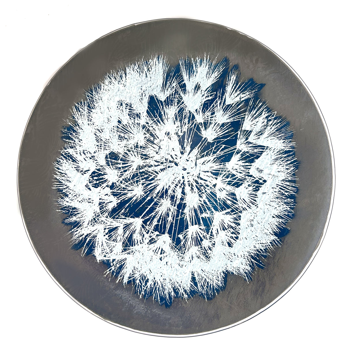 Dandelion Fused Glass Large Round Serving Platter * Made to order