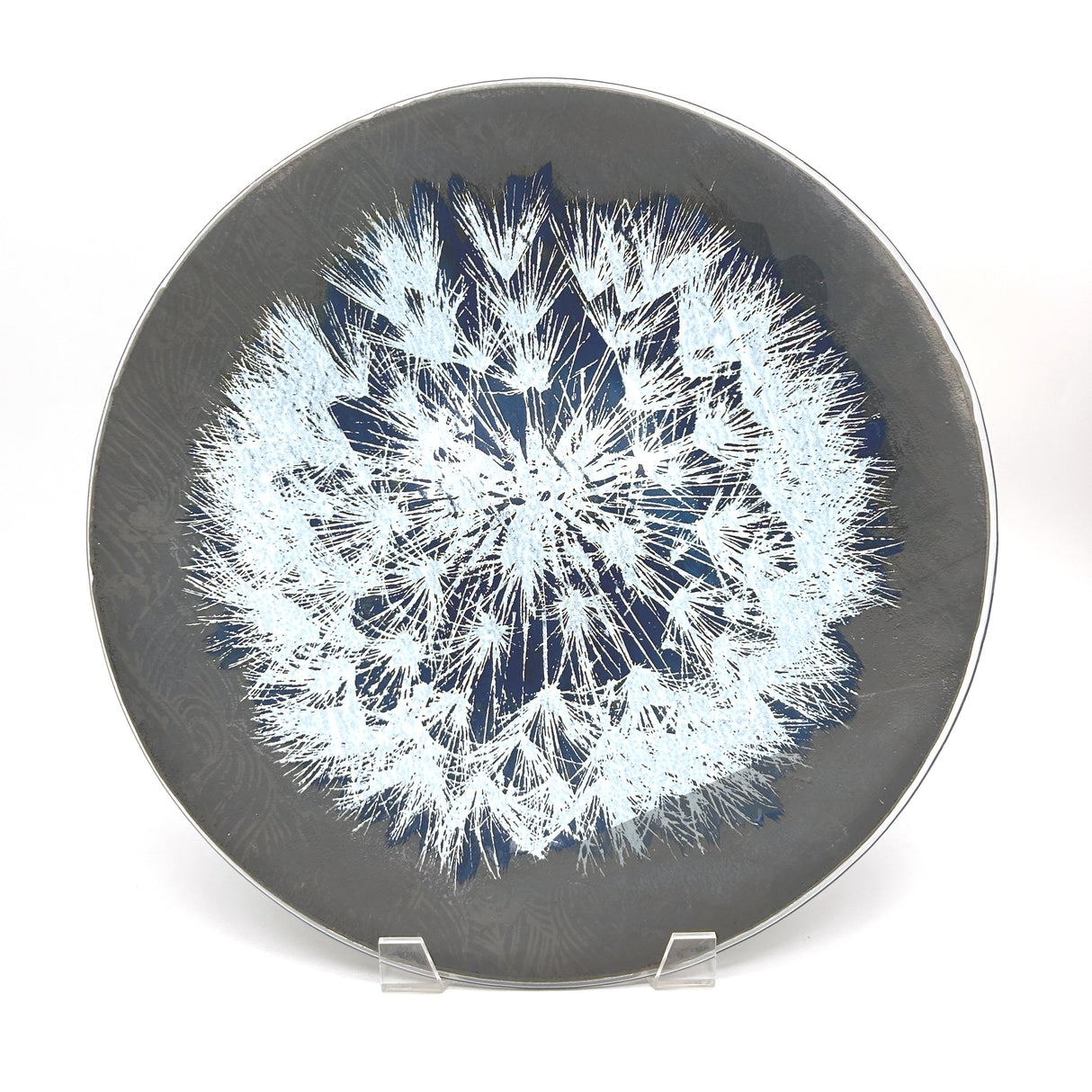 Dandelion Fused Glass Large Round Serving Platter * Made to order