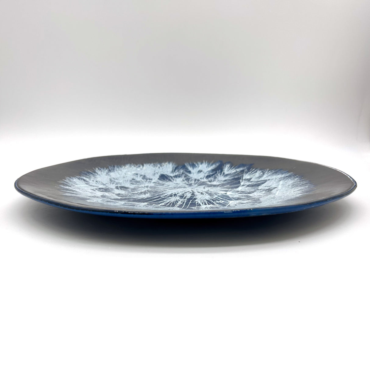 Dandelion Fused Glass Large Round Serving Platter * Made to order
