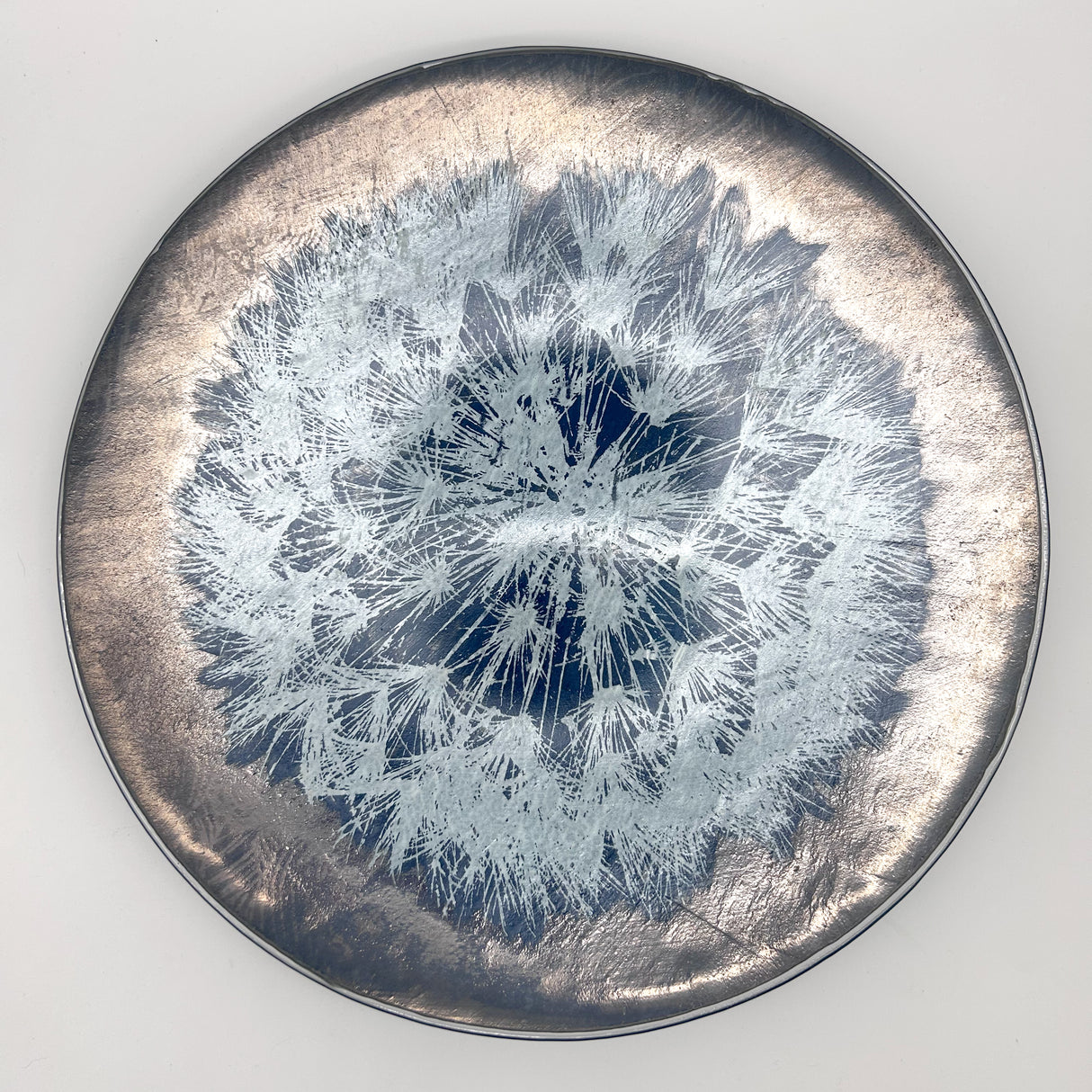 Dandelion Fused Glass Large Round Serving Platter * Made to order