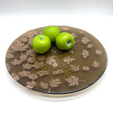 Falling Leaves Fused Glass Large Round Serving Platter