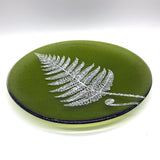 Fern Leaf Fused Glass Large Round Serving Platter * Made to order