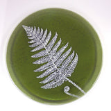 Fern Leaf Fused Glass Large Round Serving Platter * Made to order