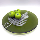 Fern Leaf Fused Glass Large Round Serving Platter * Made to order