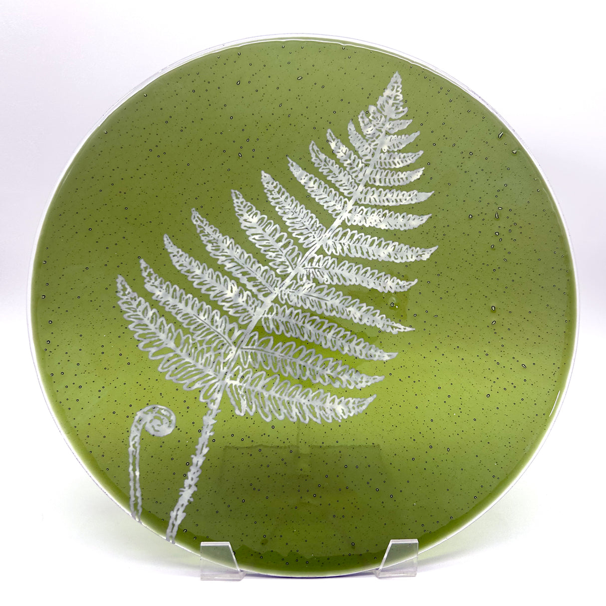 Fern Leaf Fused Glass Large Round Serving Platter * Made to order