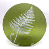 Fern Leaf Fused Glass Large Round Serving Platter * Made to order