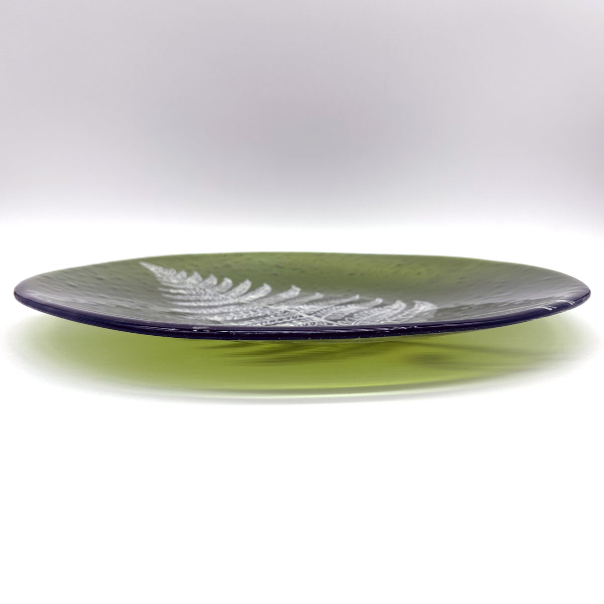 Fern Leaf Fused Glass Large Round Serving Platter * Made to order