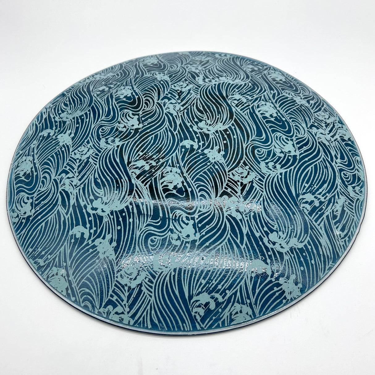 Koi Fused Glass Large Round Serving Platter * Made to order