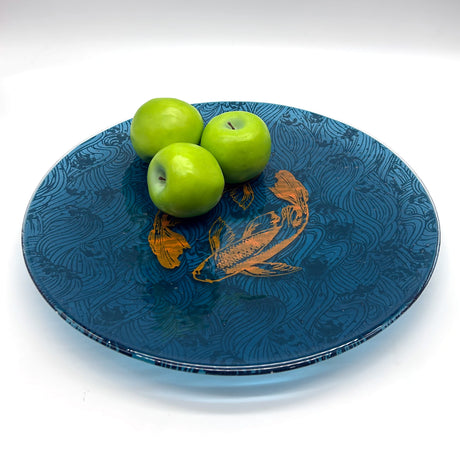 Koi Fused Glass Large Round Serving Platter * Made to order