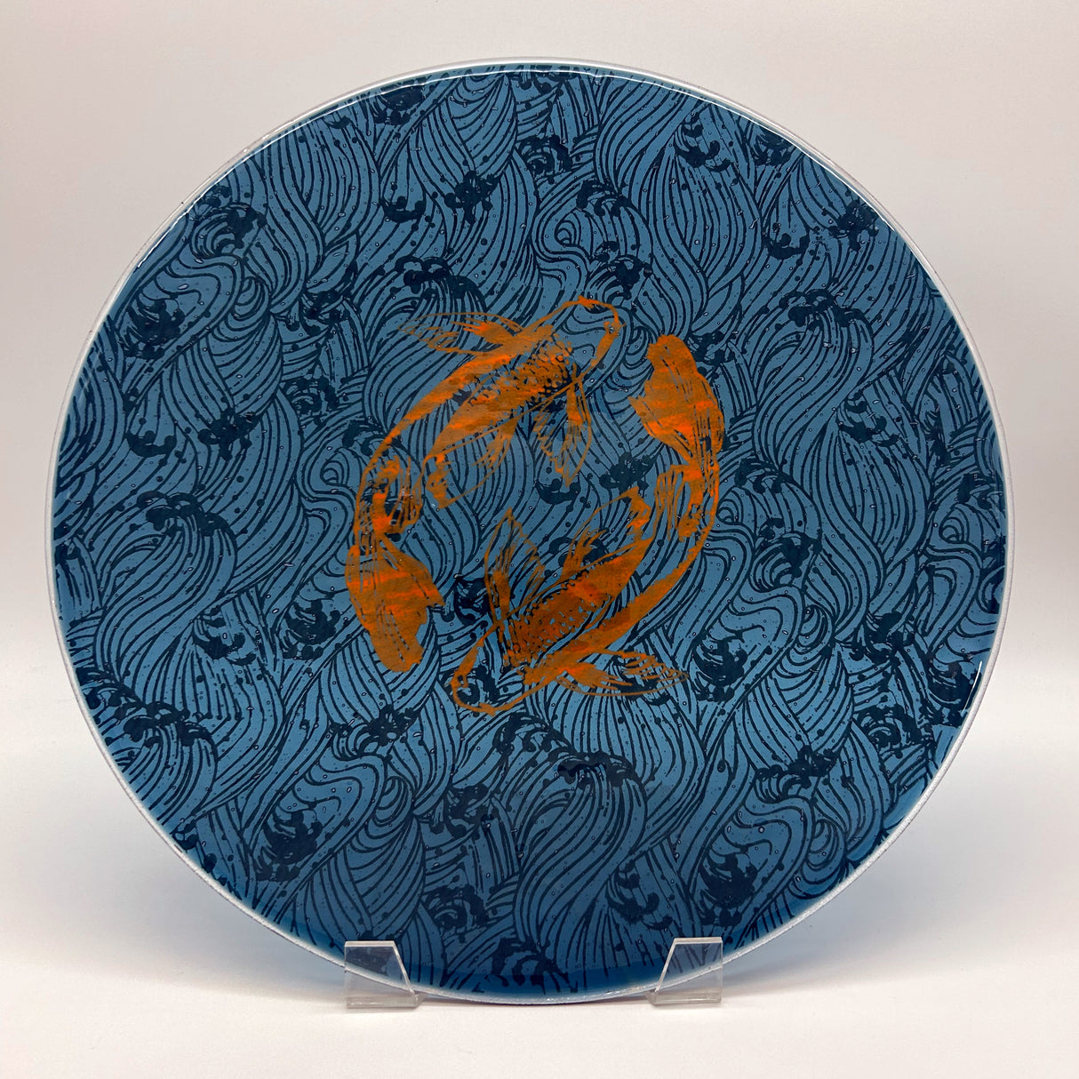 Koi Fused Glass Large Round Serving Platter * Made to order