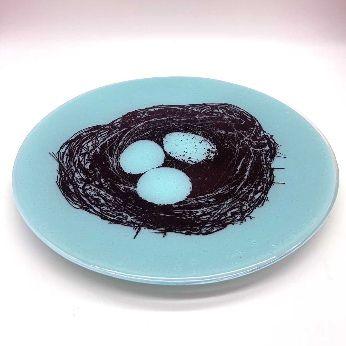 Bird's Nest Fused Glass Large Round Serving Platter * Made to order
