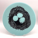 Bird's Nest Fused Glass Large Round Serving Platter * Made to order