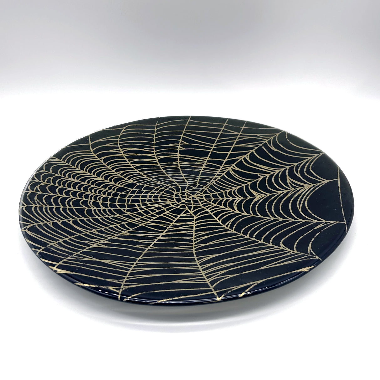 Mystical Web Fused Glass Large Round Serving Platter * Made to order