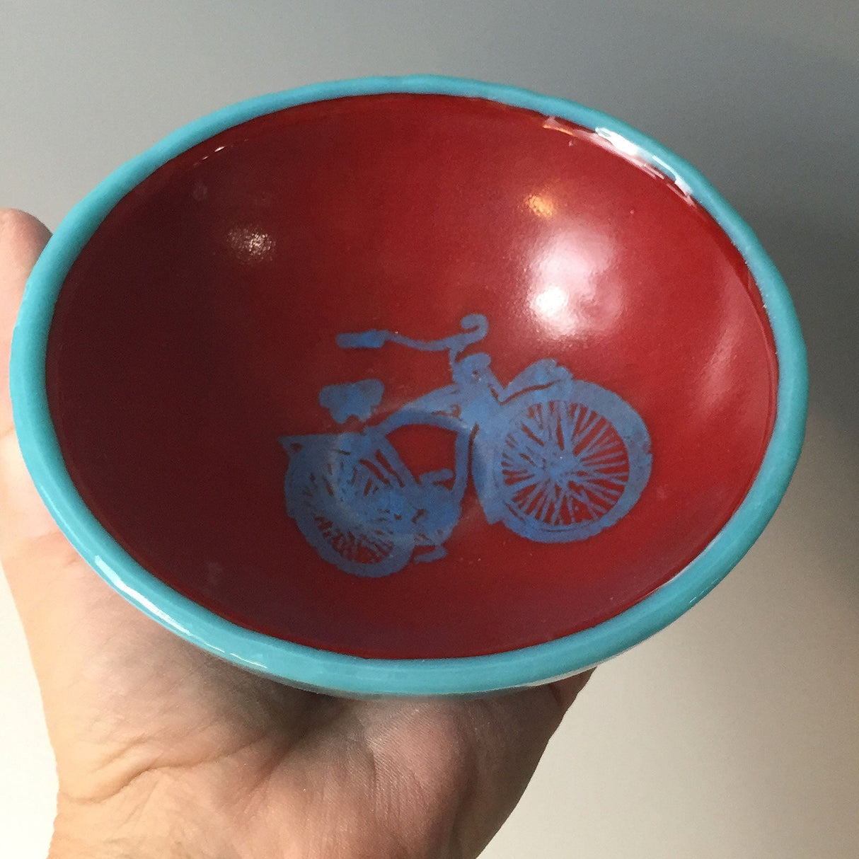 Bike Fused Glass 5" Small Bowl