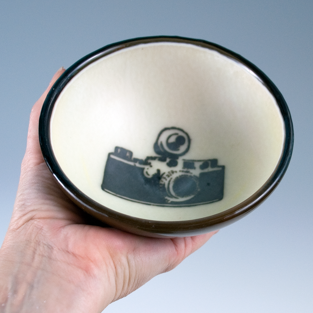 Vintage Camera Fused Glass 5" Small Bowl