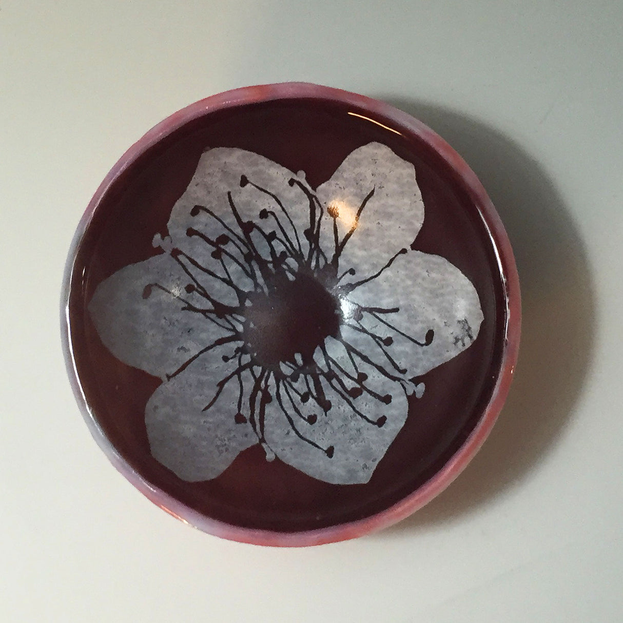 Cherry Blossom Fused Glass 5" Small Bowl