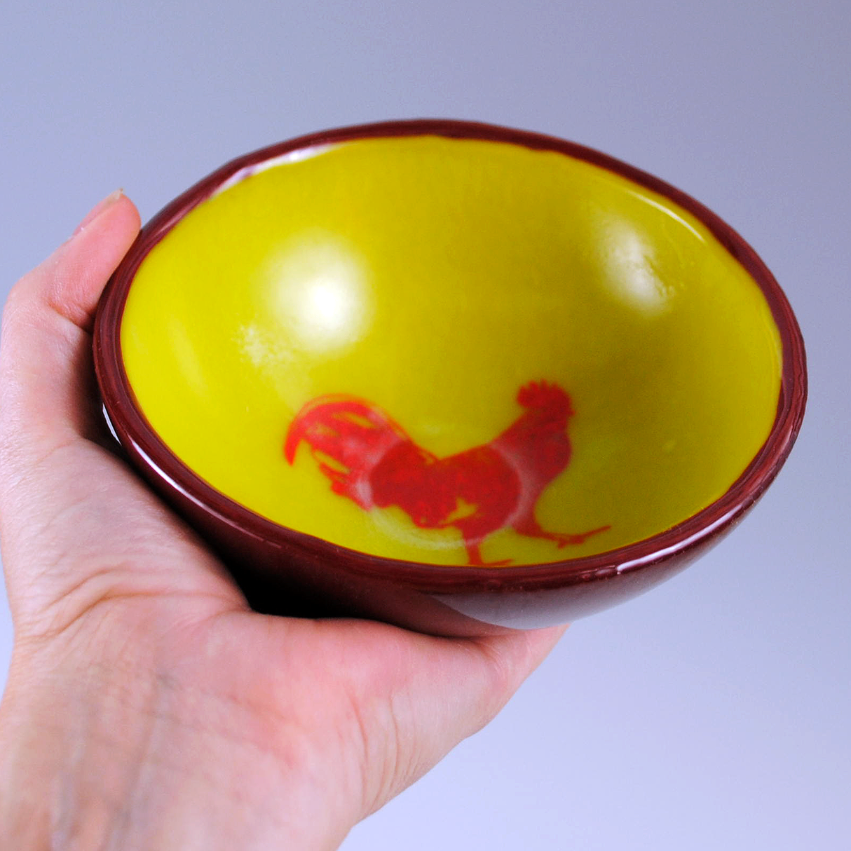 Rooster Fused Glass 5" Small Bowl