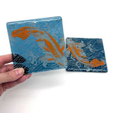 Koi Fused Glass 4" Coaster 2-pack
