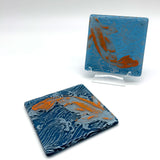 Koi Fused Glass 4" Coaster 2-pack