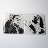 Obamas  Fused Glass 4" Coaster 2-pack