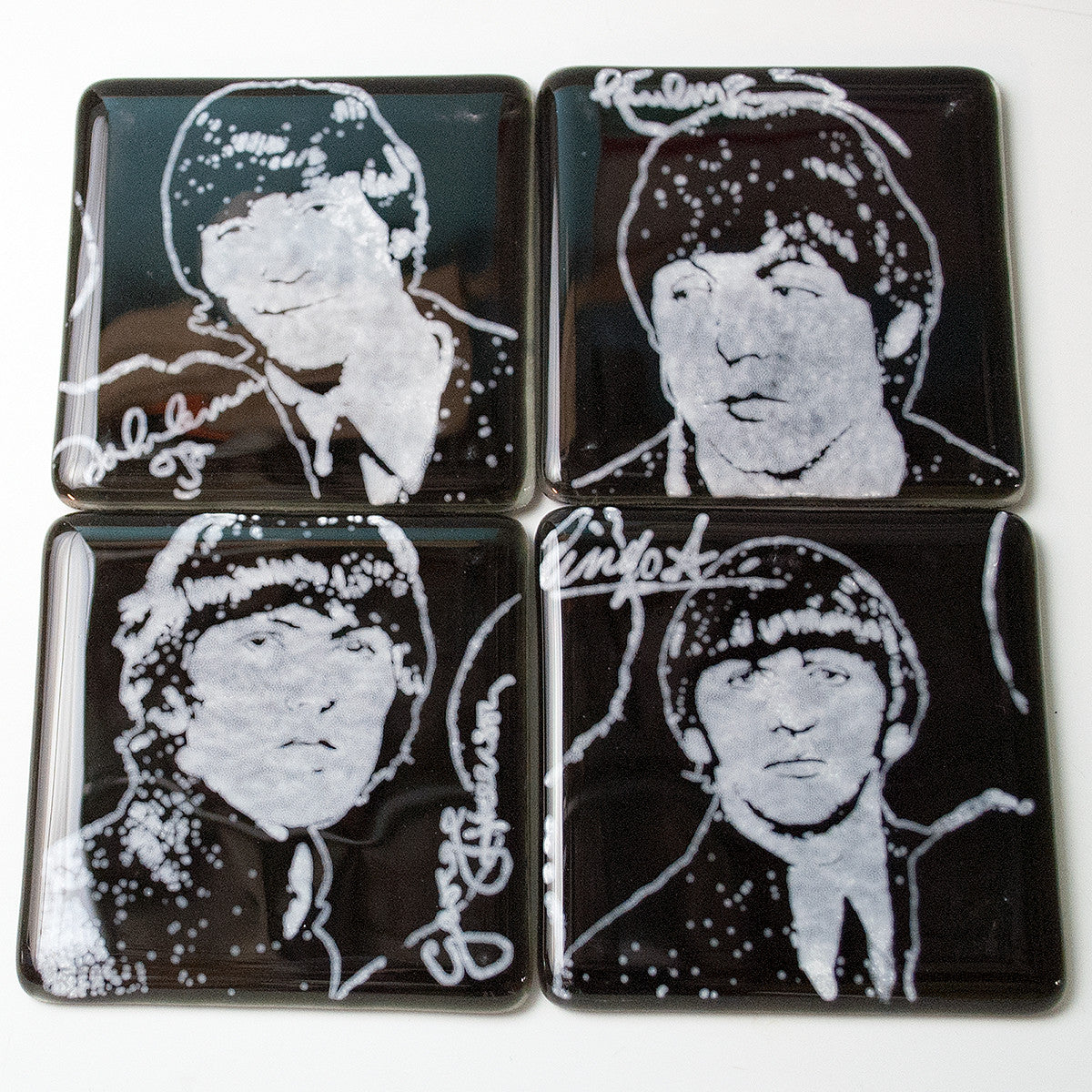 Beatles Fused Glass 4" Coaster 4-pack