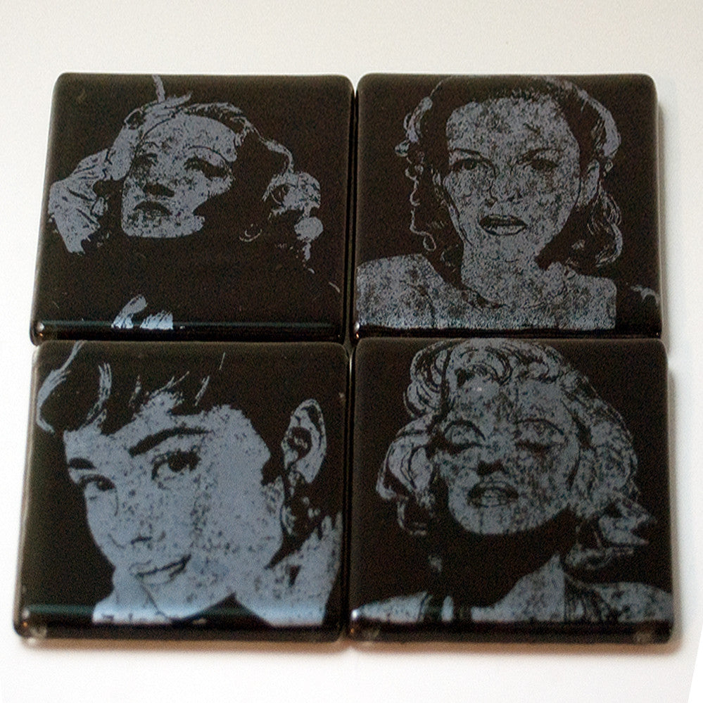 Divas Fused Glass 4" Coaster  4-pack