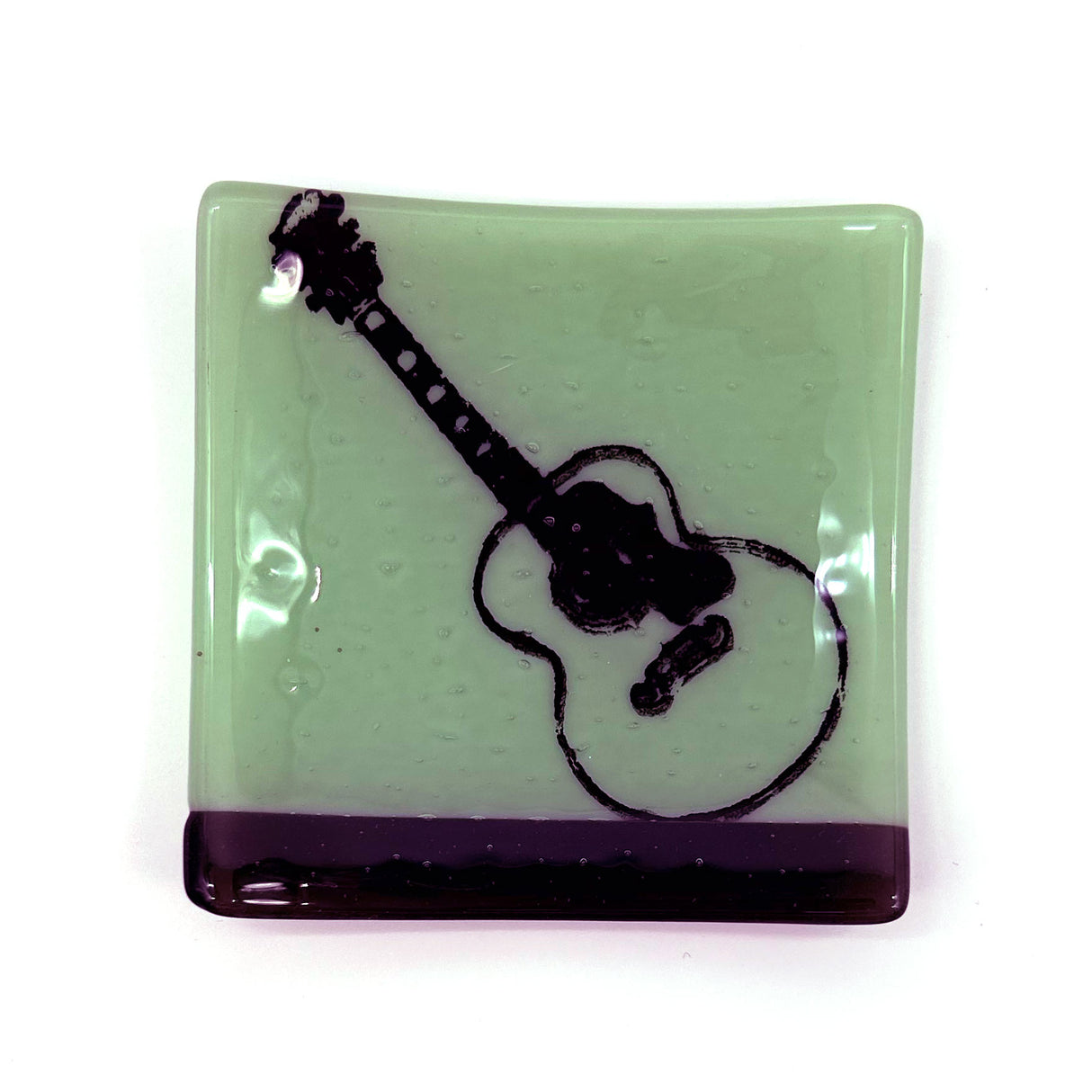 Acoustic Guitar 4.5" Handmade Fused Glass Catch-all Dish