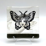 Butterfly Tattoo 4.5" Handmade Fused Glass Catch-all Dish