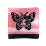 Butterfly Tattoo 4.5" Handmade Fused Glass Catch-all Dish (discontinued color)