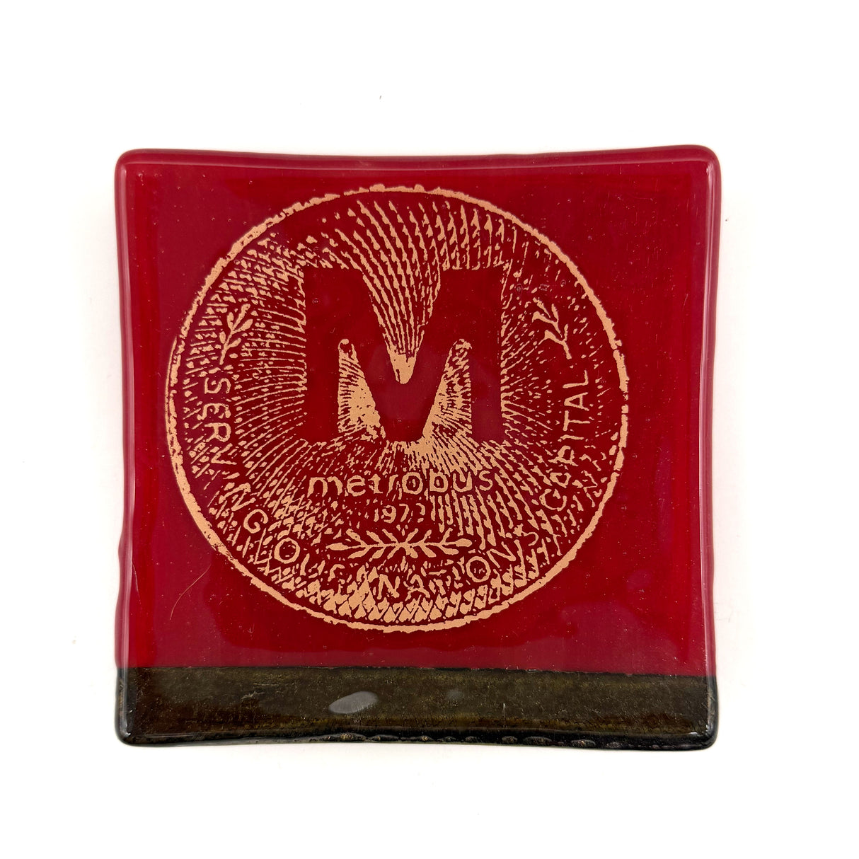 Washington  DC Metro Token 4.5" Fused Glass Catch-all Dish
