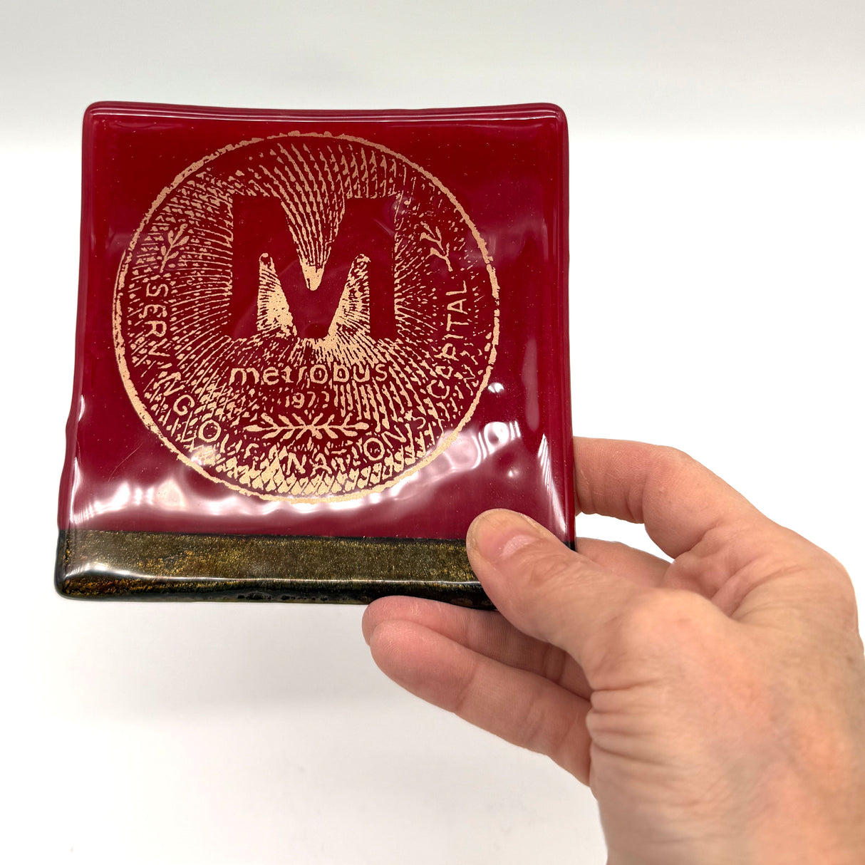 Washington  DC Metro Token 4.5" Fused Glass Catch-all Dish
