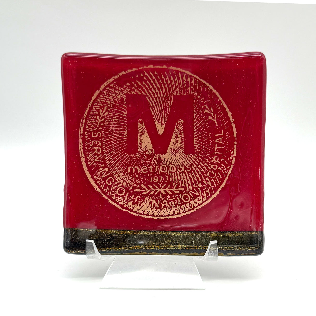 Washington  DC Metro Token 4.5" Fused Glass Catch-all Dish