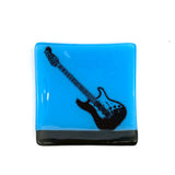 Electric Guitar -Strat Rock & Roll 4.5" Handmade Fused Glass Catch-all Dish