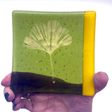 Gingko Leaves 4.5" Handmade Fused Glass Catch-all Dish