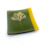Gingko Leaves 4.5" Handmade Fused Glass Catch-all Dish