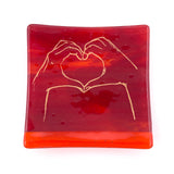 Heart Hands 4.5" Handmade Fused Glass Catch-all Dish
