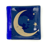 Celestial Half Moon 4.5" Handmade Fused Glass Catch-all Dish